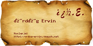 Ördög Ervin névjegykártya